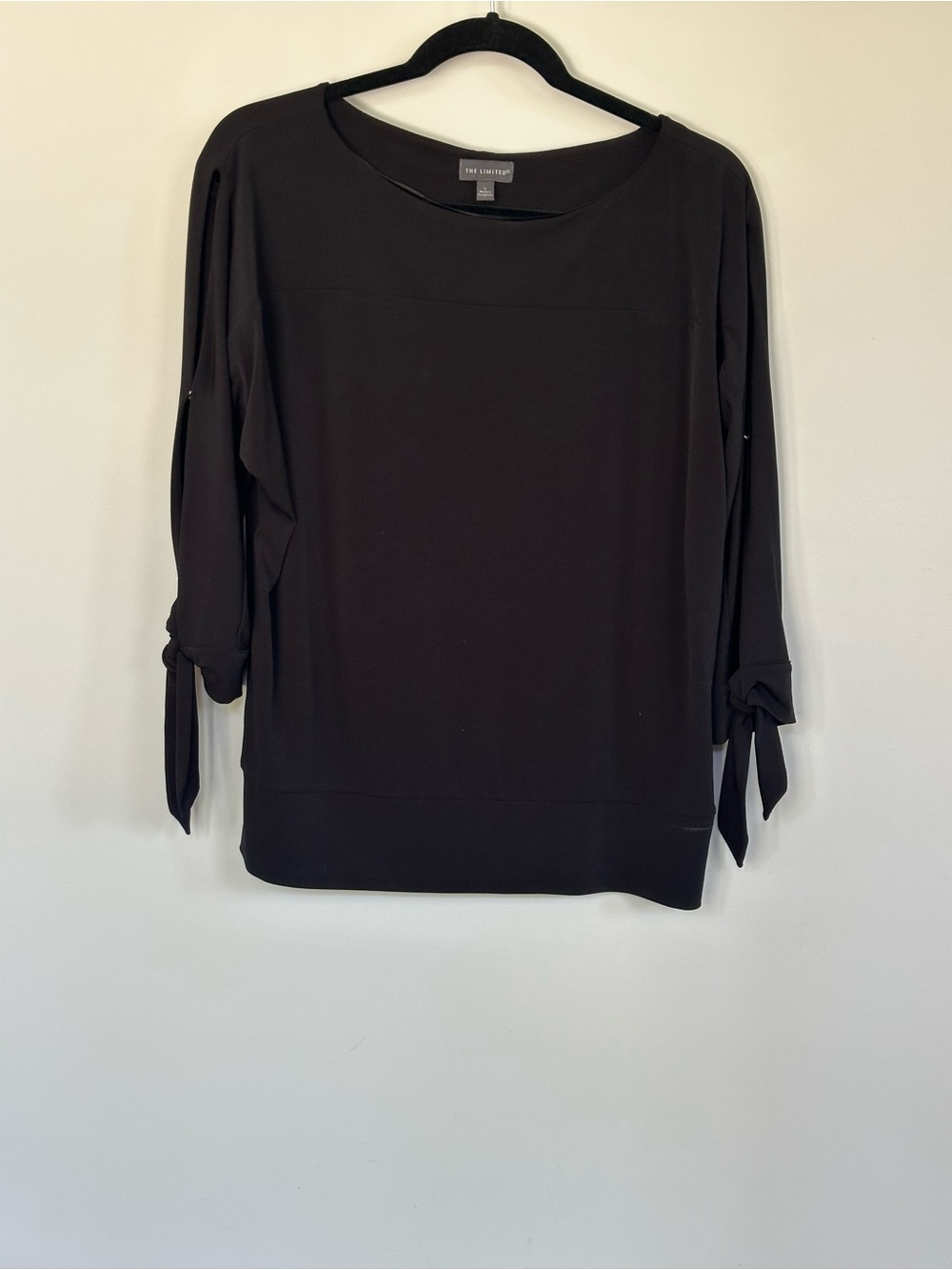The Limited Black 3/4 Sleeve Tie Cuff Blouse